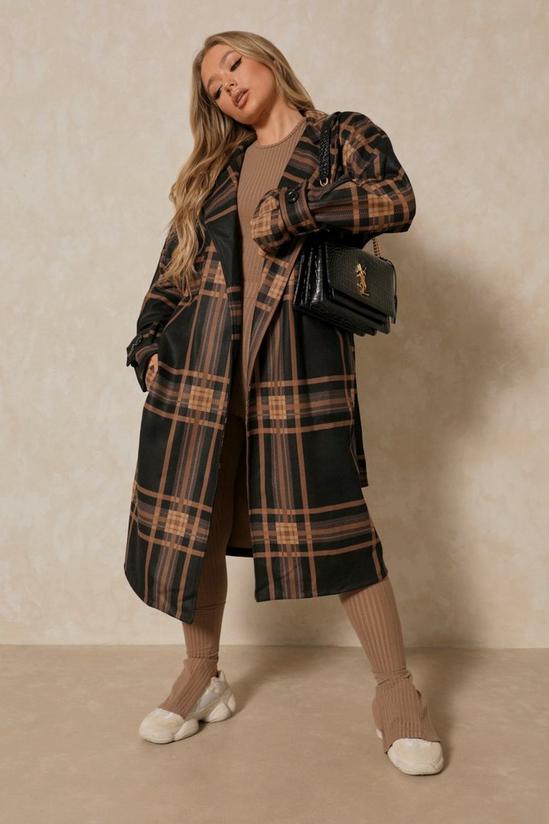 MissPap Checked Collared Belted Trench Coat 1