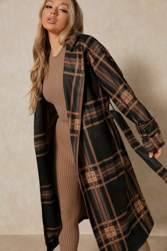 MissPap Checked Collared Belted Trench Coat 4