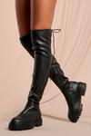 MissPap Leather Look Chunky Over The Knee Boots thumbnail 1