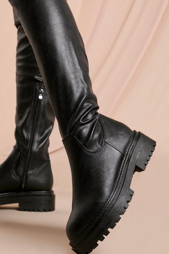 MissPap Leather Look Chunky Over The Knee Boots 2