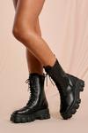 MissPap Leather Look Chunky Lace Up Ankle Boot thumbnail 1