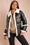 MissPap Puffer Jacket With Contrast Borg Trim thumbnail 1