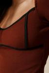 MissPap Ribbed Long Sleeve Contrast Seam Bodysuit thumbnail 6