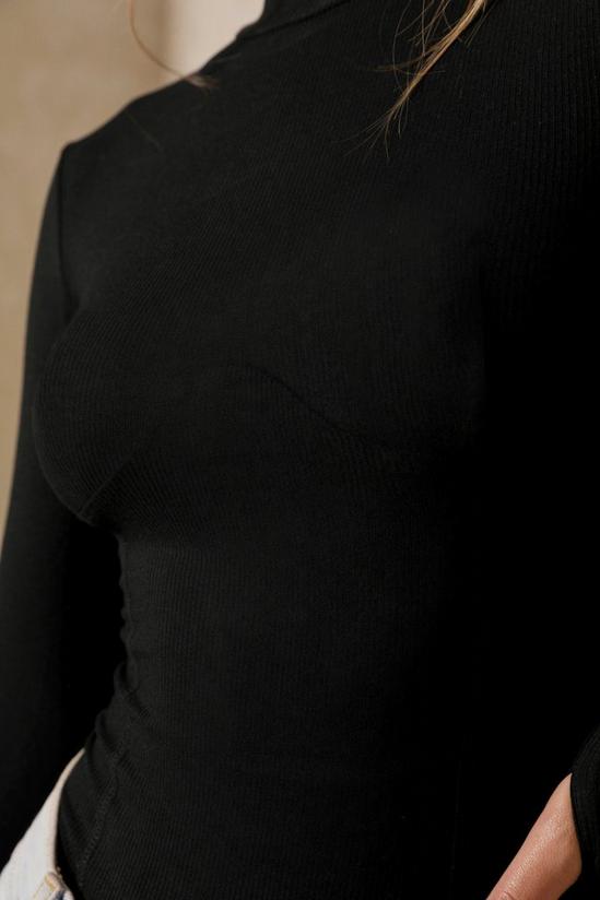 MissPap Premium Rib Turtle Neck Seam Detail Bodysuit 2