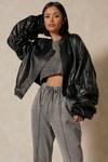MissPap Leather Look Ruched Arm Bomber Jacket thumbnail 1