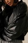 MissPap Leather Look Ruched Arm Bomber Jacket thumbnail 2