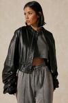 MissPap Leather Look Ruched Arm Bomber Jacket thumbnail 5