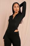 MissPap Ribbed Collared Button Front Bodysuit thumbnail 1