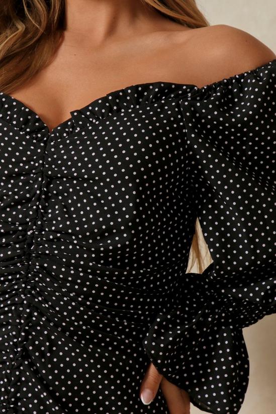 MissPap Polka Dot Off The Shoulder Ruched Dress 3