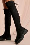 MissPap Faux Suede Over The Knee Chunky Boots thumbnail 2