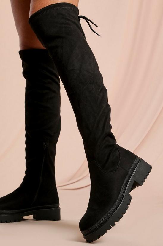 MissPap Faux Suede Over The Knee Chunky Boots 2