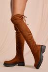 MissPap Faux Suede Over The Knee Chunky Boots thumbnail 1