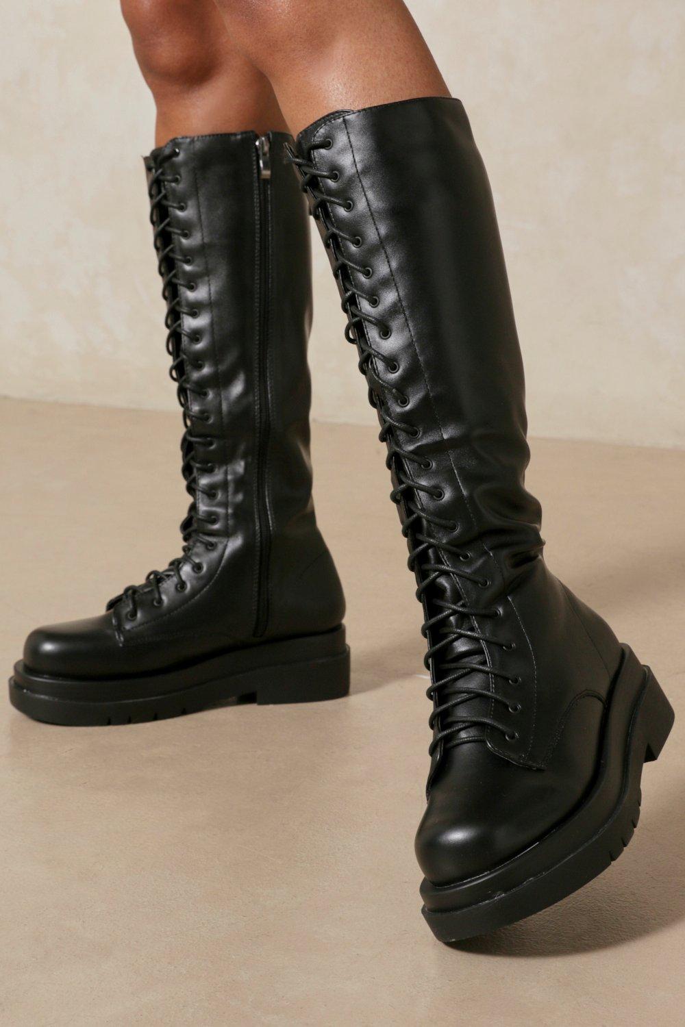 Lace up best sale high knee boots