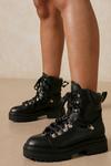 MissPap Leather Look Lace Up Hiker Ankle Boot thumbnail 1