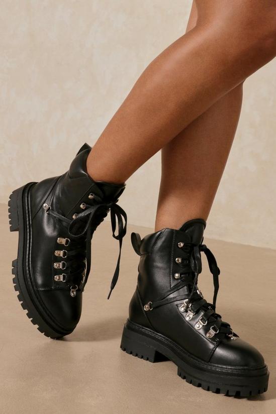 MissPap Leather Look Lace Up Hiker Ankle Boot 3