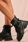 MissPap Croc Pocket Detail Lace Up Chunky Ankle Boot thumbnail 2