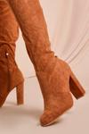 MissPap Tie Back Block Heel Thigh High Boots thumbnail 2