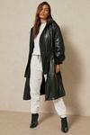 MissPap Leather Look Nylon Hooded Trench Coat thumbnail 1