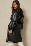 MissPap Leather Look Nylon Hooded Trench Coat thumbnail 3