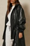 MissPap Leather Look Nylon Hooded Trench Coat thumbnail 5