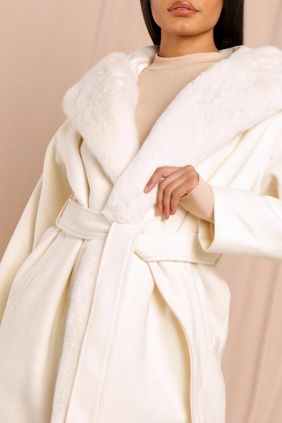 MissPap Wool Hooded Coat With Faux Fur Trim 2