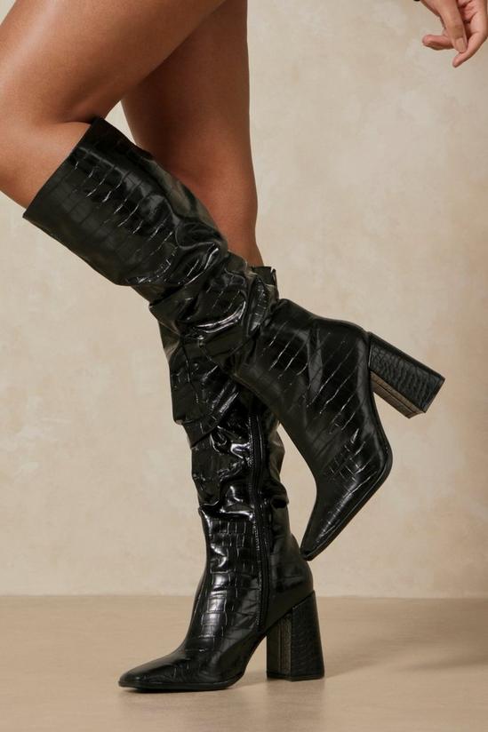 MissPap Croc Ruched Knee High Boots 2