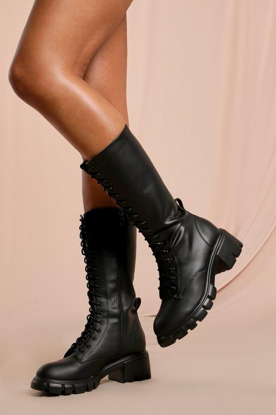 MissPap Chunky Sole Lace Up Knee High Boot 1