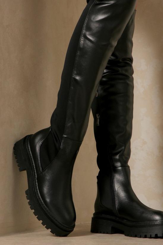 MissPap Leather Look Panel Over The Knee Boot 2