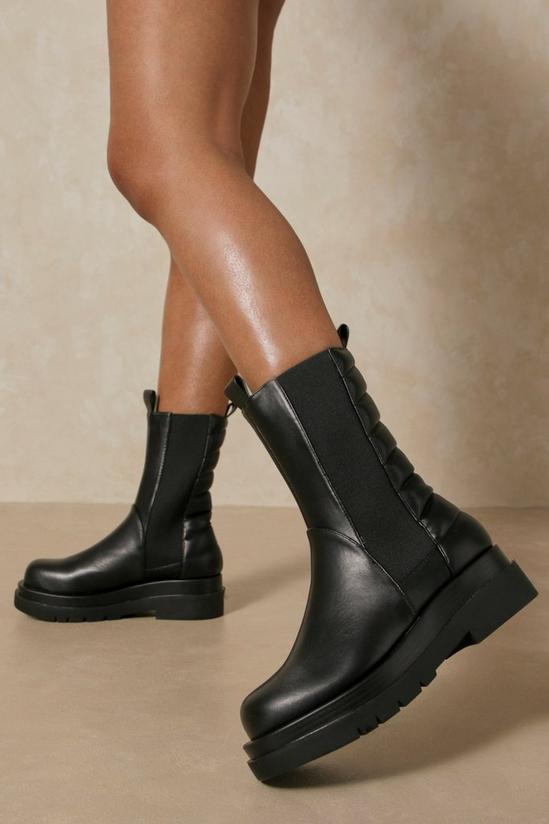 MissPap Leather Look Ribbed Chunky Ankle Boot 1