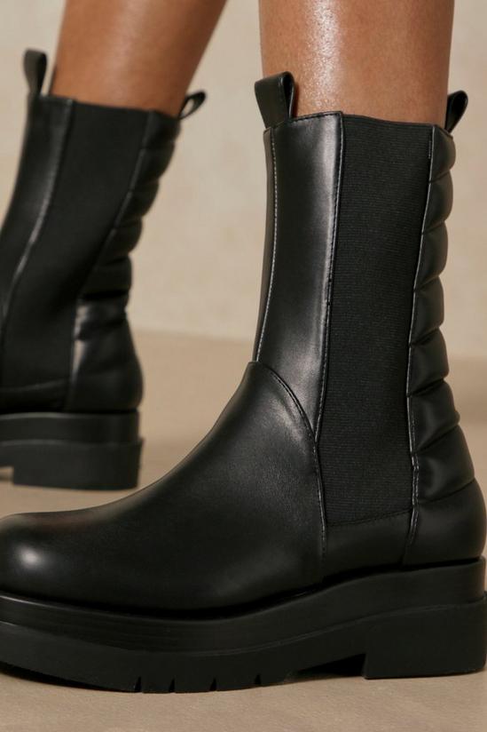 MissPap Leather Look Ribbed Chunky Ankle Boot 2