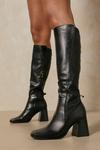 MissPap Leather Look Square Toe Knee High Boot thumbnail 1
