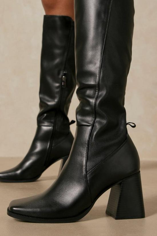 MissPap Leather Look Square Toe Knee High Boot 2
