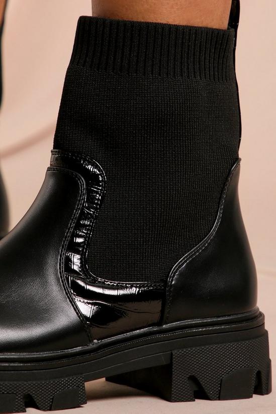 MissPap Croc Sock Detail Ankle Boot 2