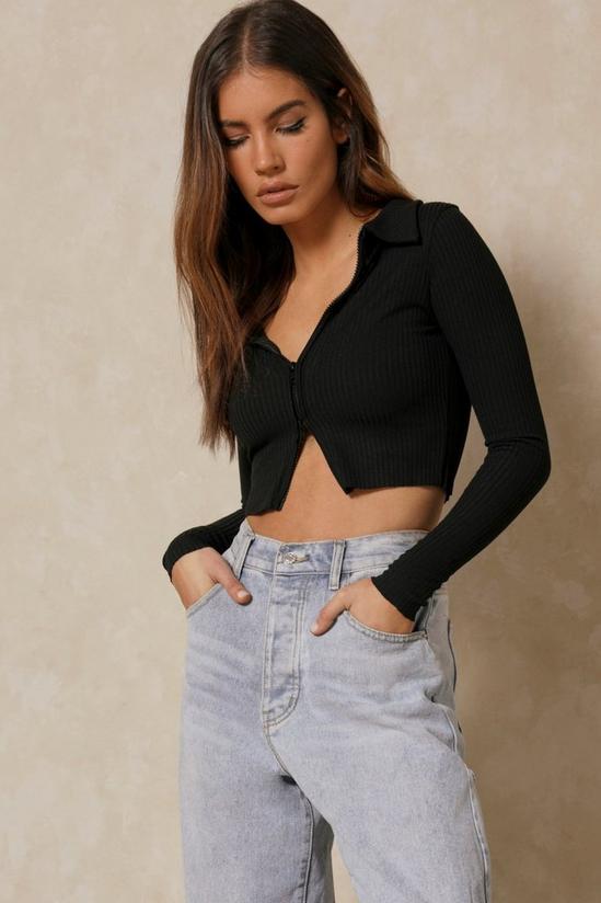 MissPap Knitted Collared Zip Front Top 6