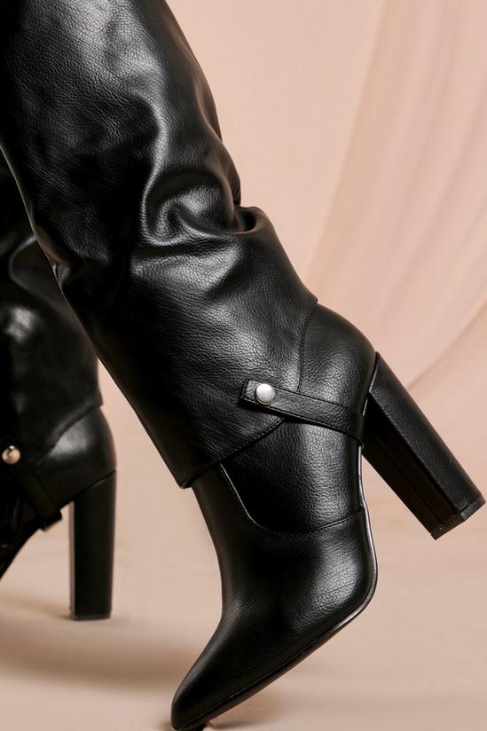 MissPap Leather Look Fold Down Knee High Boots 2