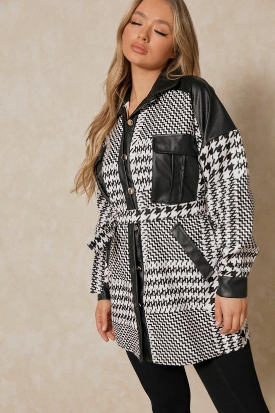 MissPap Dogtooth Checked Leather Look Coat 5