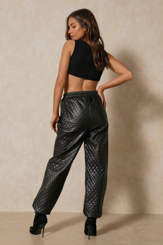 MissPap Leather Look Quilted Joggers 3