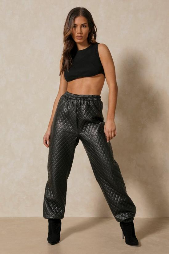 MissPap Leather Look Quilted Joggers 4