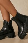 MissPap Croc Chunky Chelsea Ankle Boots thumbnail 3