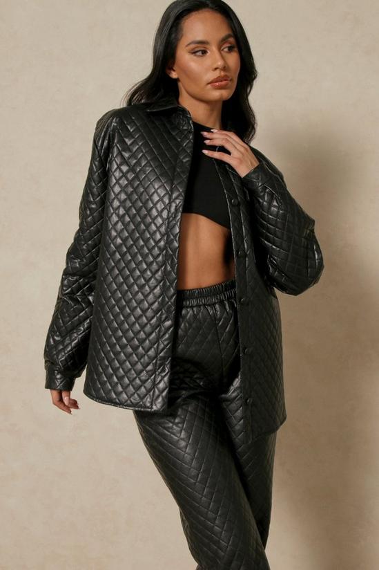 MissPap Leather Look Quilted Shacket 1