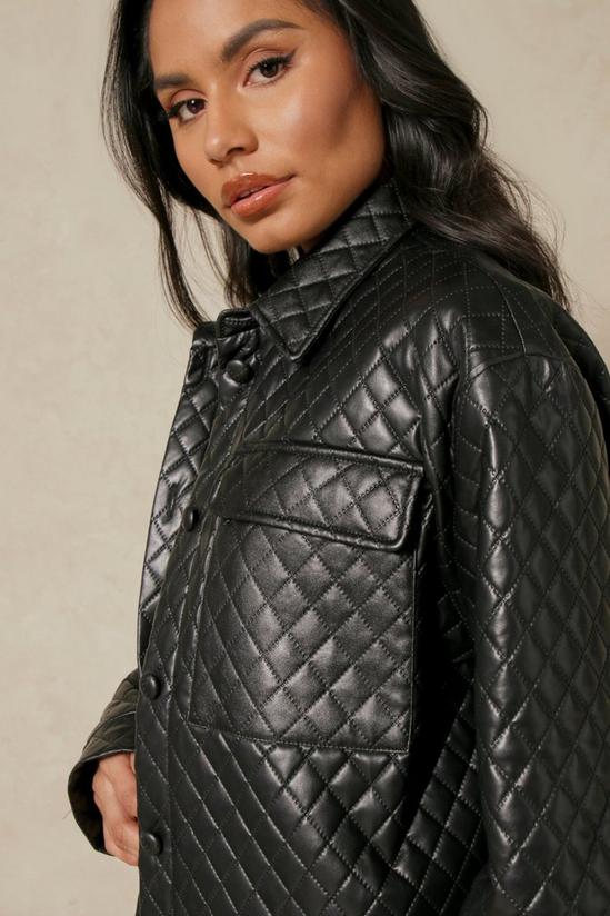 MissPap Leather Look Quilted Shacket 5