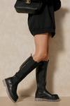 MissPap Leather Look Clear Sole Knee High Boots thumbnail 1