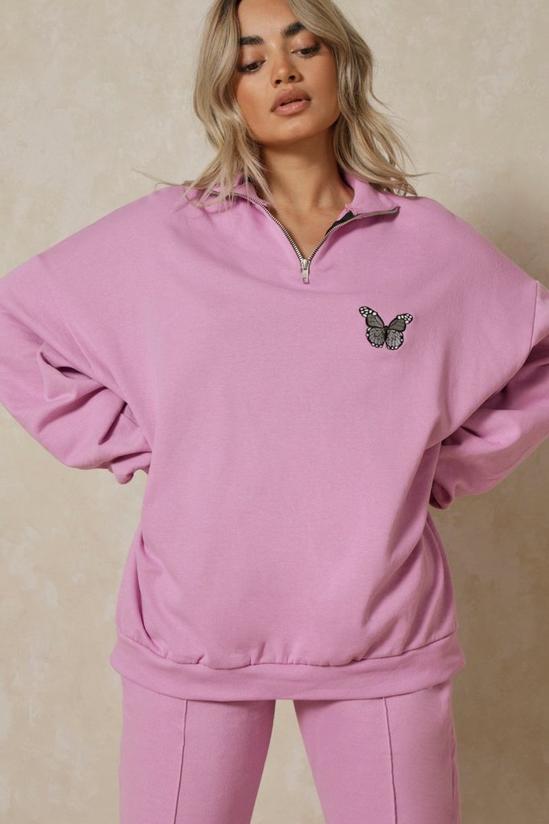 MissPap Butterfly Embroidered Zip Sweatshirt 5