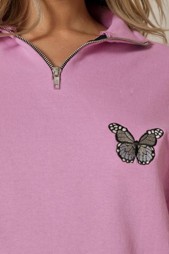 MissPap Butterfly Embroidered Zip Sweatshirt 6