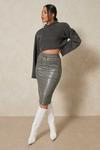 MissPap Gathered Waist Leather Look Midi Skirt thumbnail 1