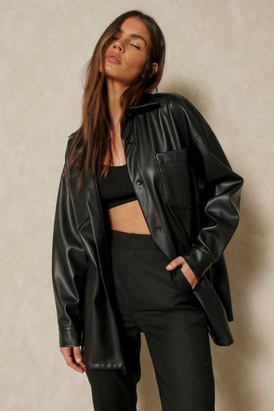 MissPap Discodaydream Leather Look Oversized Shirt 1
