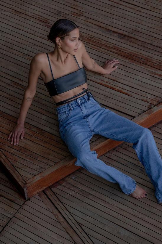 MissPap Discodaydream Leather Look Strappy Crop Top 1