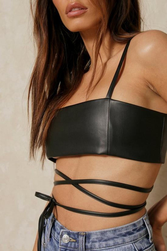 MissPap Discodaydream Leather Look Strappy Crop Top 2