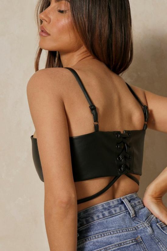 MissPap Discodaydream Leather Look Strappy Crop Top 3