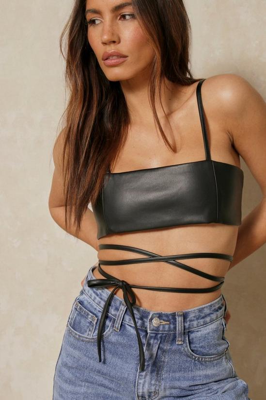 MissPap Discodaydream Leather Look Strappy Crop Top 4